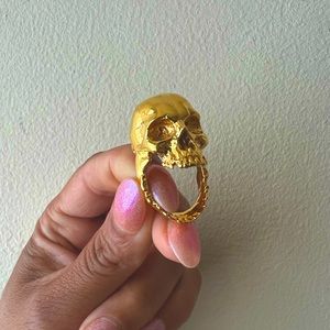 Skull Ring - Gold over Brass UNIQUE DESIGN
